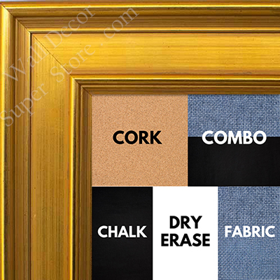 BB1965-3 Large Distressed Gold 2 1/16" Wide Custom Wall Board-Cork, Chalk, Dry Erase
