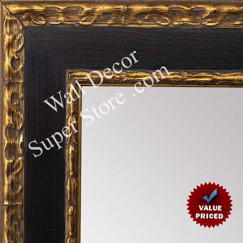 MR1050-3 Ornate Black with Gold  Custom Mirror Embossed Back and Lip