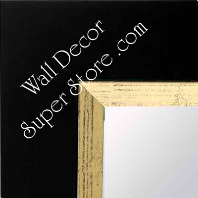 MR109-1 Satin Black With Distressed Gold - Extra Large - Custom Framed - Wall Mirror, Leaning Floor Mirrors, Bathroom Mirror