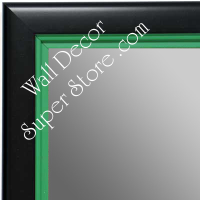 MR1401-2 Black With Green Lip - Medium Custom Wall Mirror Custom Floor Mirror