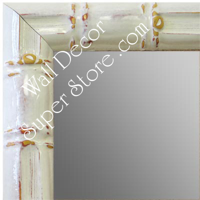 MR1611-2   White Enamel Bamboo Custom Mirror