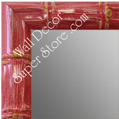 MR1611-5   Red Enamel Bamboo Custom Mirror