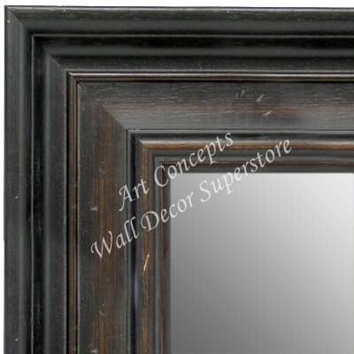 MR1639-1  Distressed Black with Walnut | Custom Wall Mirror