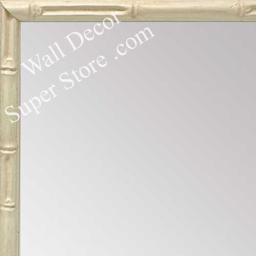 MR1948-4 Very Small Distressed White Tropical Bamboo Custom Framed Mirror