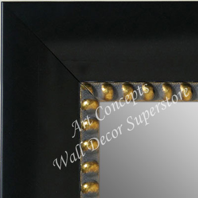 MR5203-1 Black With Gold Beads - Extra Large Custom Wall Mirror Custom Floor Mirror