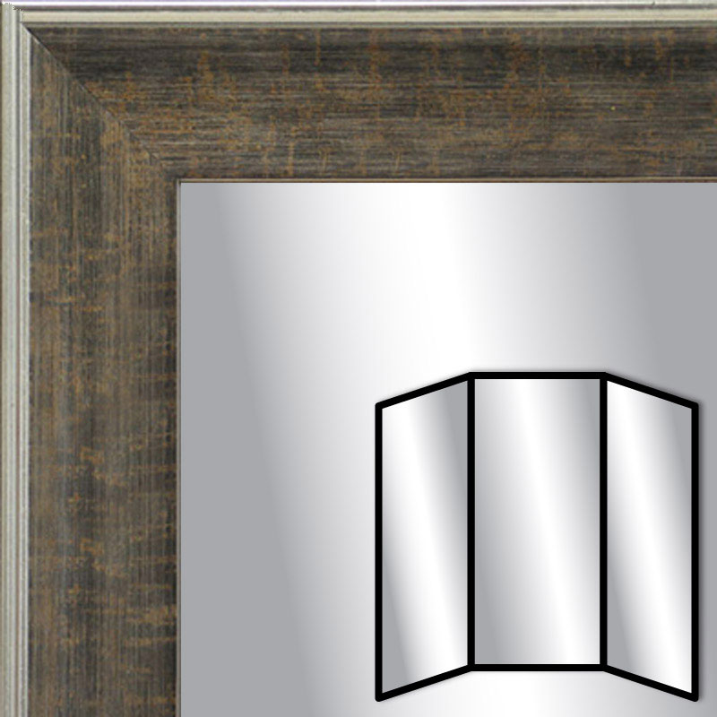 WM1670-1 | Distressed Dark Brown | Custom Three Panel Wing Mirror