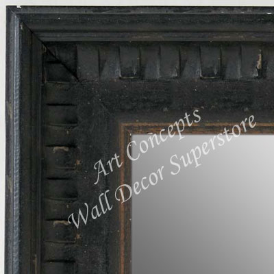 MR5207-2 Aged Black With Light Gold Accent Distressed Piano - Extra Large Custom Wall Mirror Custom Floor Mirror