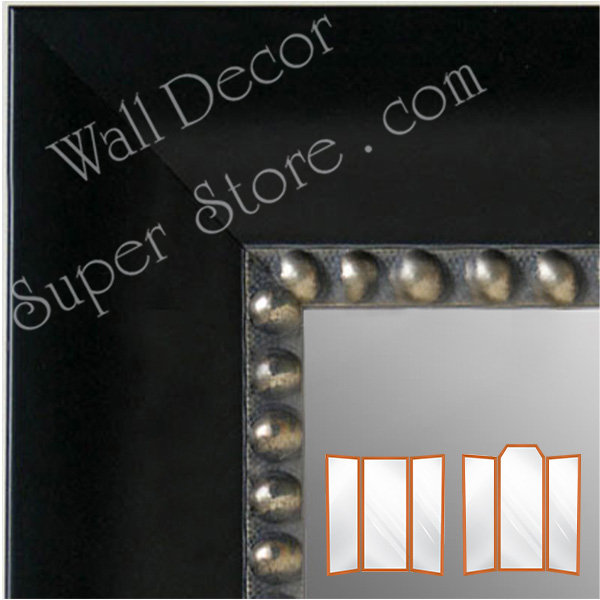 WM5203-2 | Black with Silver Bead | Custom Three Panel Mirror | Home Decor