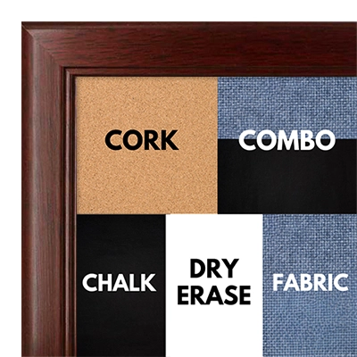 BB1044-7 Dark Mahogany with inside Ridges - Cork, Chalk, Dry Erase, Combo, Fabric Wrap 