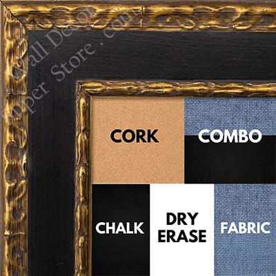 BB1050-3 Ornate Black Panel Embossed And Gold Leaf Lip - Cork, Chalk, Dry Erase 