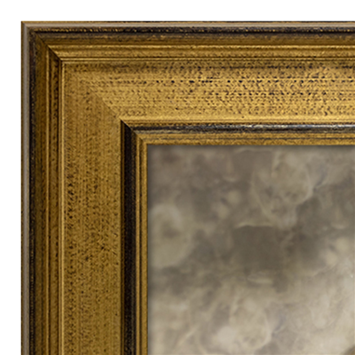AM1911-90-12 Distressed Gold with Lip Frame Antiqued Mirror - Dark Bronze Antiqued Mirror