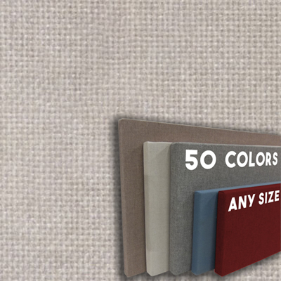 FW800-07 Pearl- Frameless Fabric Wrap Cork Bulletin Board - Classic Hook And Loop Velcro
