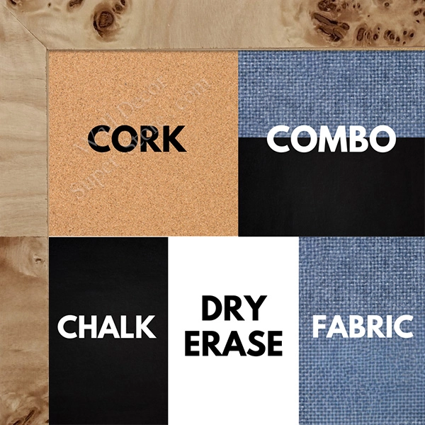 BB1215-1 Blonde Burl - 0.75 Inch Wide - Custom Cork Chalk Dry Erase
