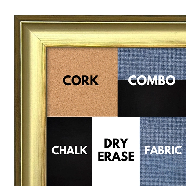 BB1323-2 Brushed Gold - 1.1875" Wide - Custom Cork Chalk or Dry Erase Board
