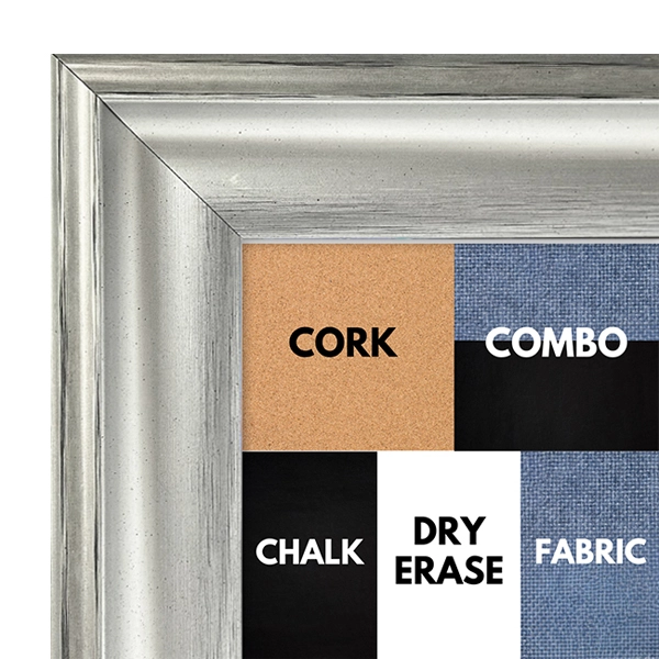 BB1323-3 Scoop Brushed Silver - 1.875" Wide - Custom Cork Chalk or Dry Erase Board