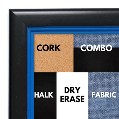 BB1401-1 Black With Blue Lip Custom Cork Chalk or Dry Erase Board Medium To Large