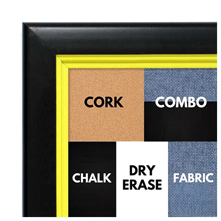 BB1401-4 Black With Yellow Lip Custom Cork Chalk or Dry Erase Board Medium To Large