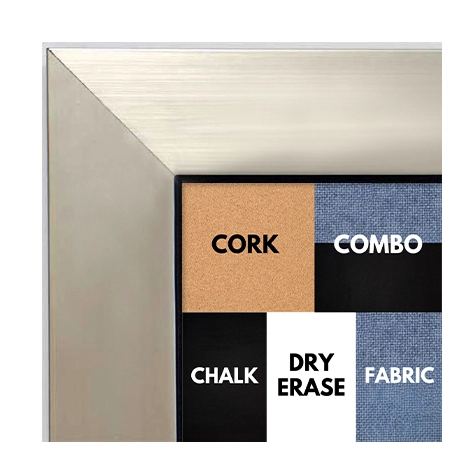 BB1494-2 Brushed Silver With Black Medium To Extra Large Custom Cork Chalk Or Dry Erase Board