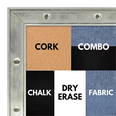 BB1502-1 Silver Rivets with Black Edge Small To Medium Custom Cork Chalk or Dry Erase Board