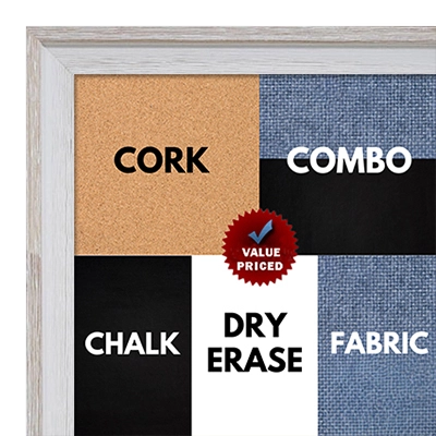BB1512-1 White Distressed Barnwood - Large Wall Board Cork Chalk Dry Erase