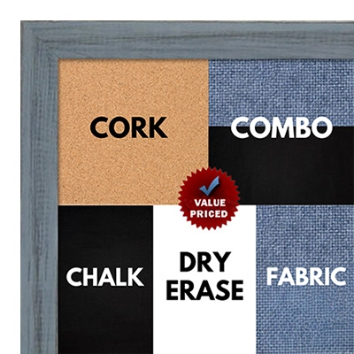 BB1532-6 Distressed Blue Gray - Small Custom Cork Chalk or Dry Erase Board