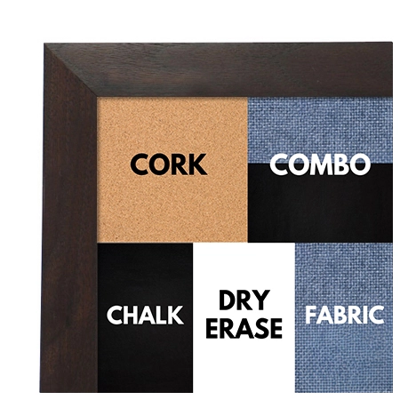 BB1681-3 | Dark Walnut | Custom Cork Bulletin Board | Custom White Dry Erase Board | Custom Chalk Board