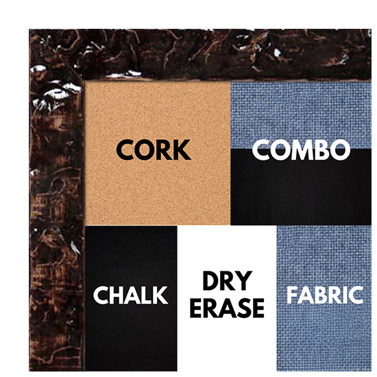 BB1691-5 | Glossy Chocolate / Design | Custom Cork Bulletin Board | Custom White Dry Erase Board | Custom Chalk Board