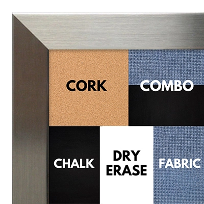 BB1708-1 | Stainless Steel Look - Mica Finish - Moulding | Custom Cork Bulletin Board | Custom White Dry Erase Board | Custom Chalk Board
