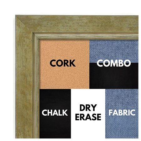 BB1720-3 | Distressed Green / Silver | Custom Cork Bulletin Board | Custom White Dry Erase Board | Custom Chalk Board