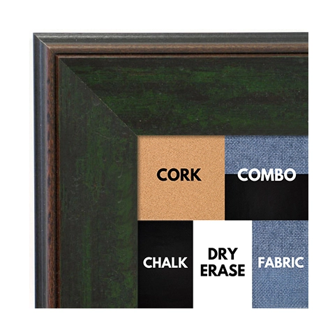 BB1734-4 | Distressed Evergreen | Custom Cork Bulletin Board | Custom White Dry Erase Board | Custom Chalk Board