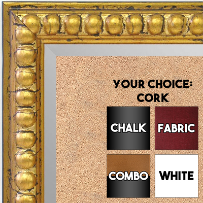 BB1747-3 | Distressed - Gold Leaf Beads | Custom Cork Bulletin Board | Custom White Dry Erase Board | Custom Chalk Board