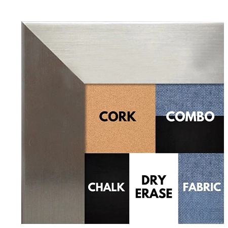 BB1708-2 | Stainless Steel Look - Mica Finish - Moulding | Custom Cork Bulletin Board | Custom White Dry Erase Board | Custom Chalk Board