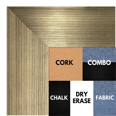 BB1858-2 Distressed Champagne Silver Leaf Shallow French Scoop 2 1/2" Custom Cork Chalk Dry Erase Board