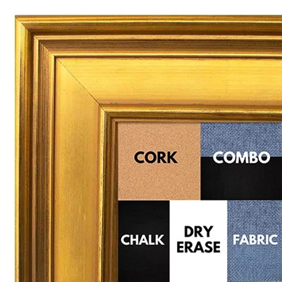 BB1965-2 Large Distressed Gold 2 1/2" Wide Custom Wall Board - Cork Chalk Dry Erase