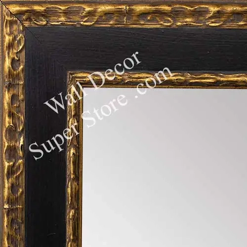 MR1050-3 Ornate Black with Gold  Custom Mirror Embossed Back and Lip