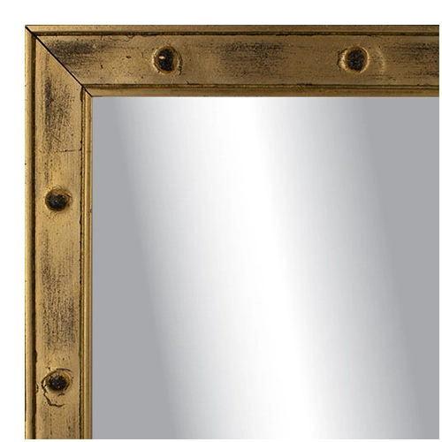MR1502-3 Antiqued Light Gold with Rivets - Small Custom Wall Mirror