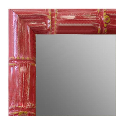 MR1611-5   Red Enamel Bamboo Custom Mirror