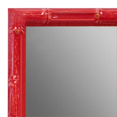MR1612-5   Red Enamel Bamboo Custom Mirror
