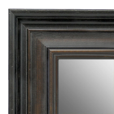 MR1639-1  Distressed Black with Walnut | Custom Wall Mirror