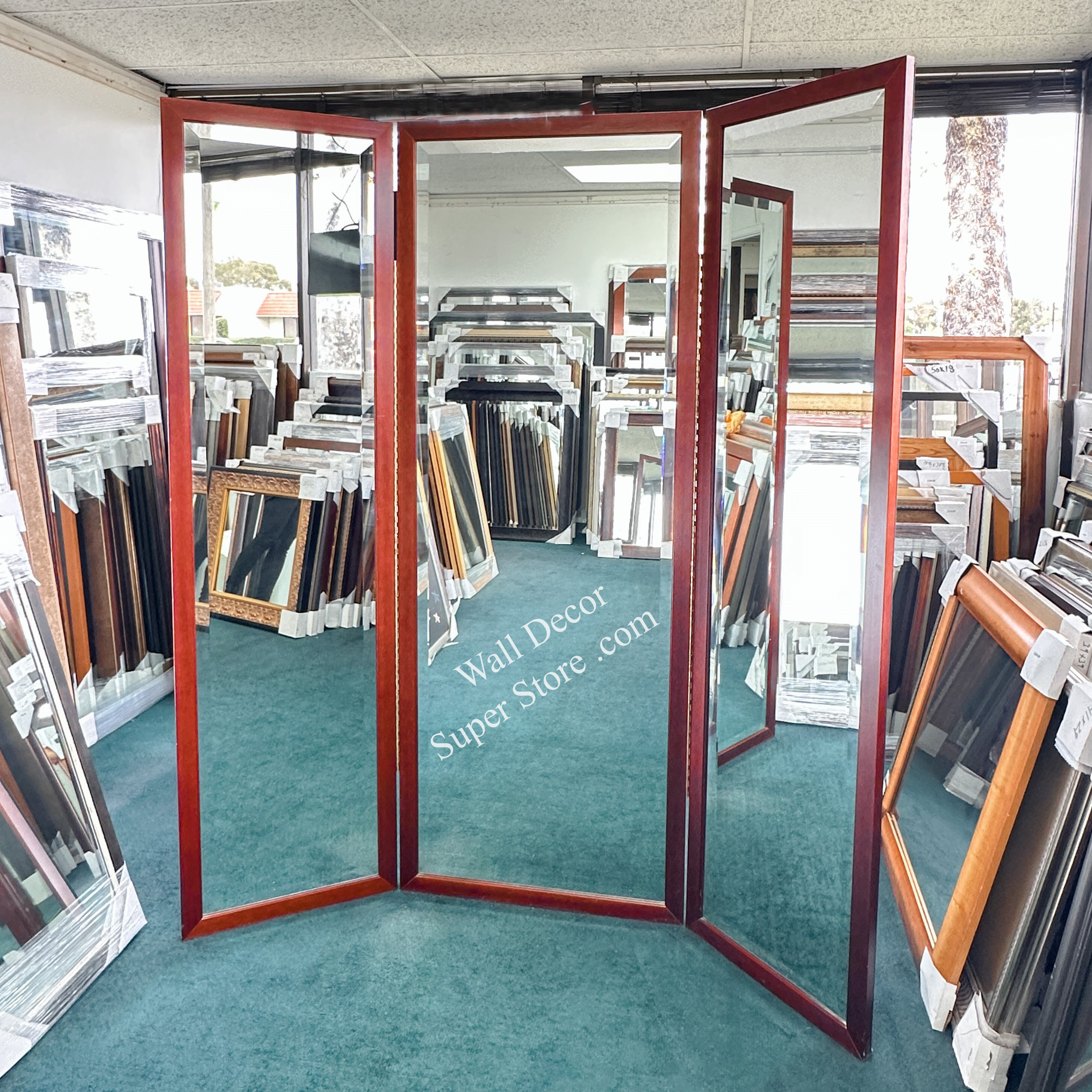 WM1845-3 Value Price - Cherry - Custom Three Panel Dressing Mirror