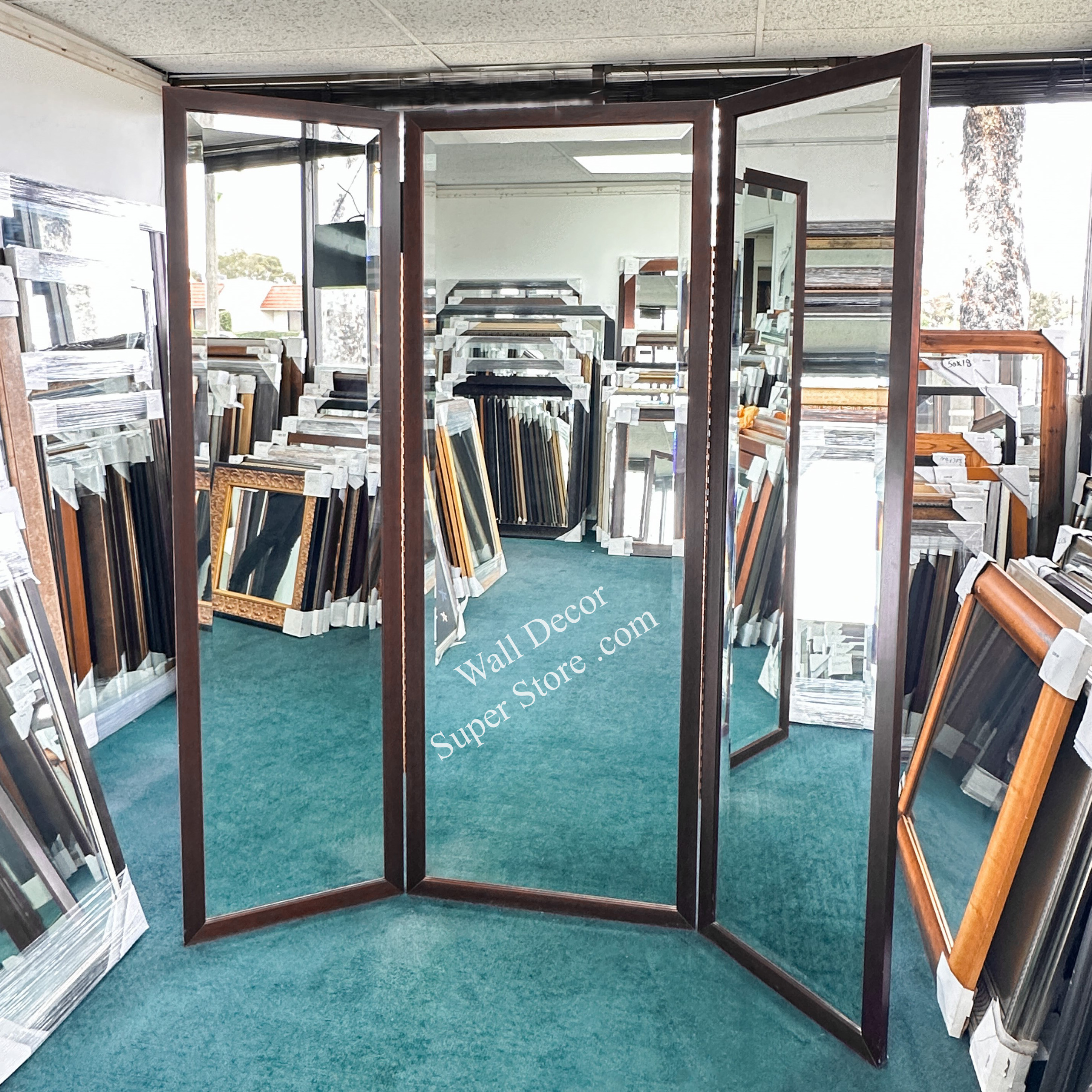 WM1845-5 Value Price - Walnut - Custom Three Panel Dressing Mirror