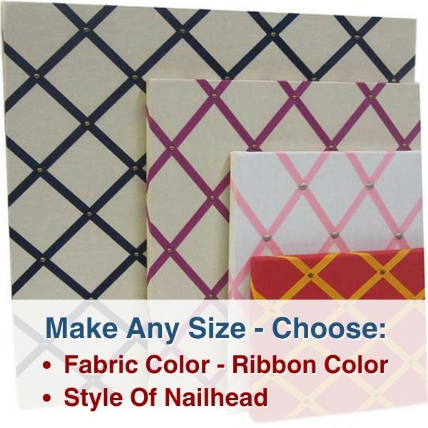 create a frameless fabric wrapped French Bulletin cork board in any size - use as a memory board for pictures.