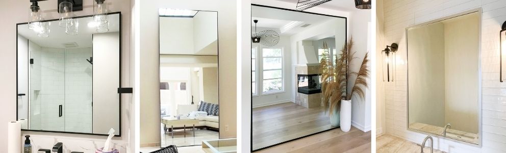 Custom thin metal infinity style mirror - make any size - wall, floor, bathroom mirror