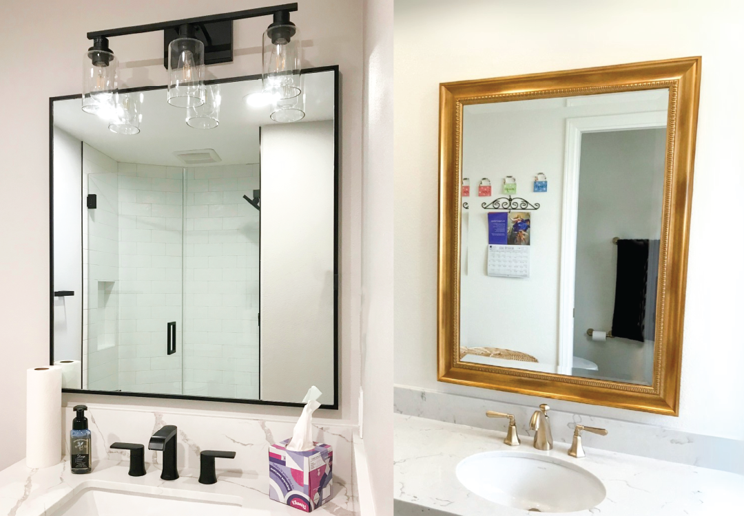 Custom framed mirrors. hundreds of frame options, wood frame mirrors, gold frame mirrors