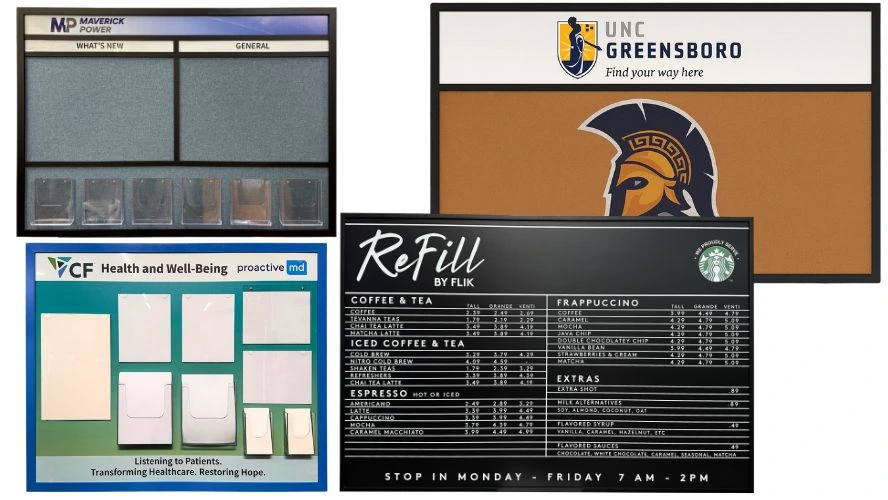 Assorted information, header, printed, and enclosed wallboards