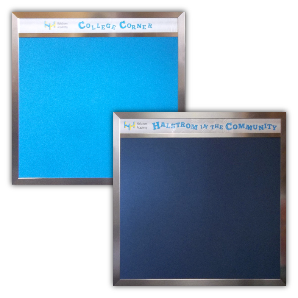 Ccustom header bulletin boards- chalk boards and white boards - use your logo and text - any size