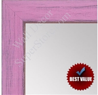 MR1533-10 Distressed Soft Pink - Medium Custom Wall Mirror - Custom Bathroom Mirror