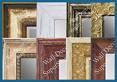 Distressed finish custom mirrors - choose burl wood, shabby chic and more