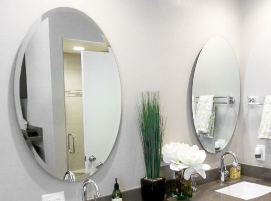 Custom frameless bathroom mirrors - make any size - square, rectangle, oval or round