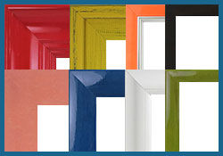 Custom white dry erase boards with colorful frames - red, blue, green, yellow and more